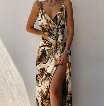 Celeste V-Neck Slit Dress