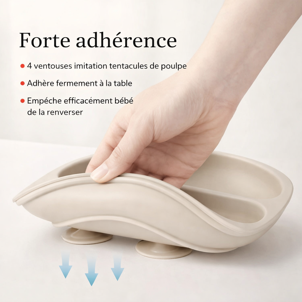 Bandeja de alimentación para bebés de silicona compartimentada