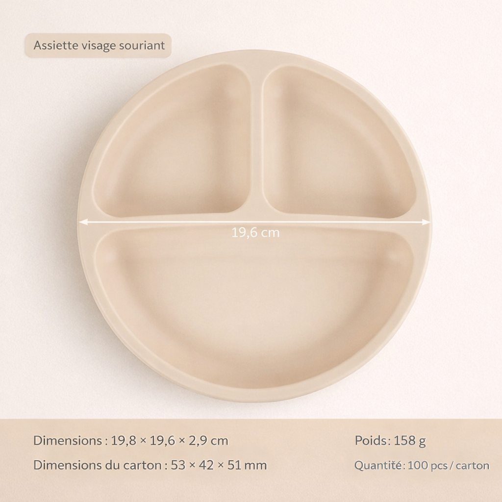Bandeja de alimentación para bebés de silicona compartimentada