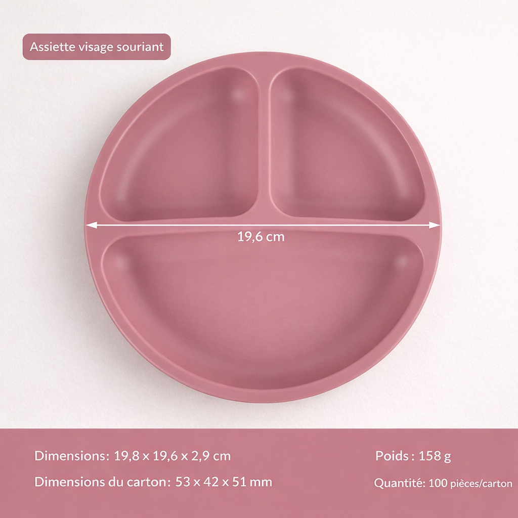 Bandeja de alimentación para bebés de silicona compartimentada