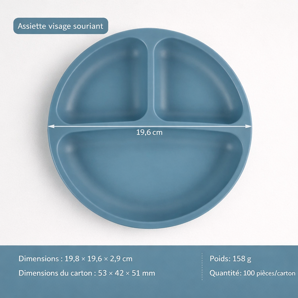 Bandeja de alimentación para bebés de silicona compartimentada