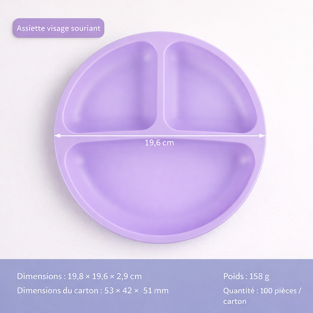 Bandeja de alimentación para bebés de silicona compartimentada