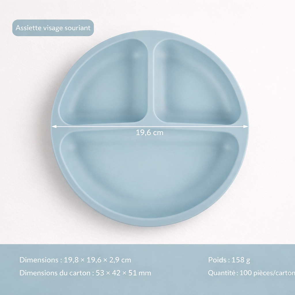 Bandeja de alimentación para bebés de silicona compartimentada