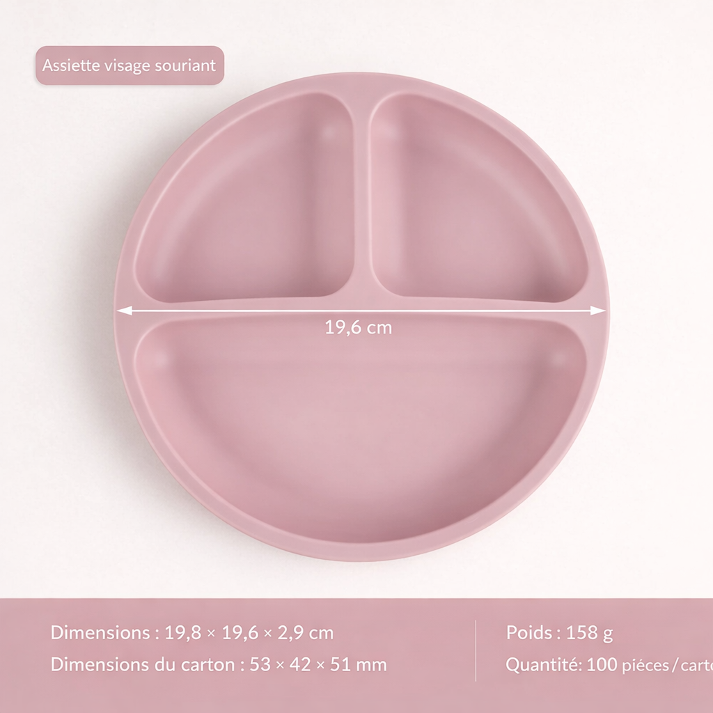 Bandeja de alimentación para bebés de silicona compartimentada