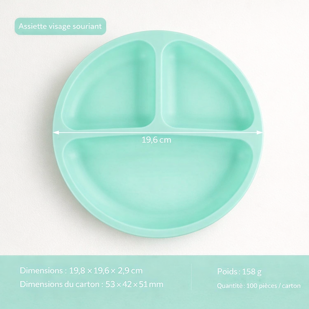 Bandeja de alimentación para bebés de silicona compartimentada