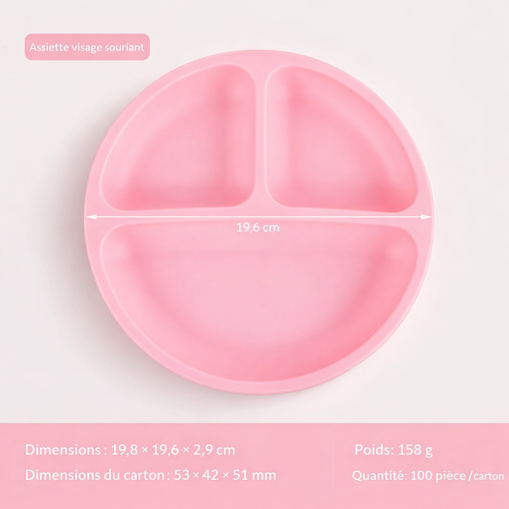 Bandeja de alimentación para bebés de silicona compartimentada