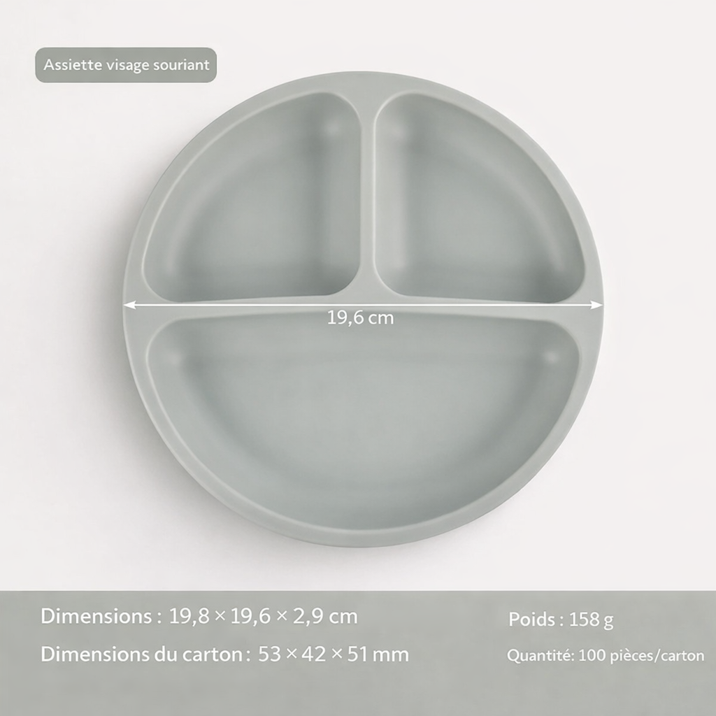 Bandeja de alimentación para bebés de silicona compartimentada