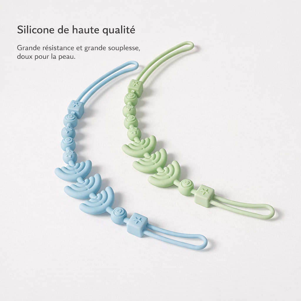 Chaîne attache-tétine anti-chute en silicone