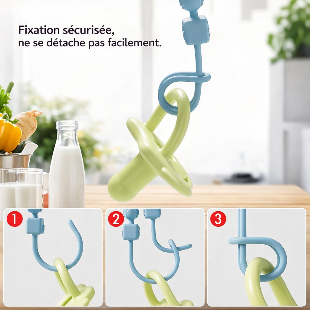 Chaîne attache-tétine anti-chute en silicone