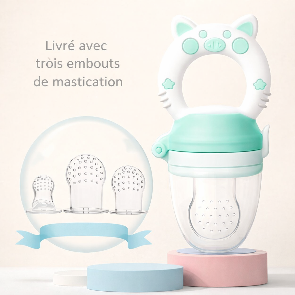 Anneau de dentition bébé avec 3 embouts de mastication offerts