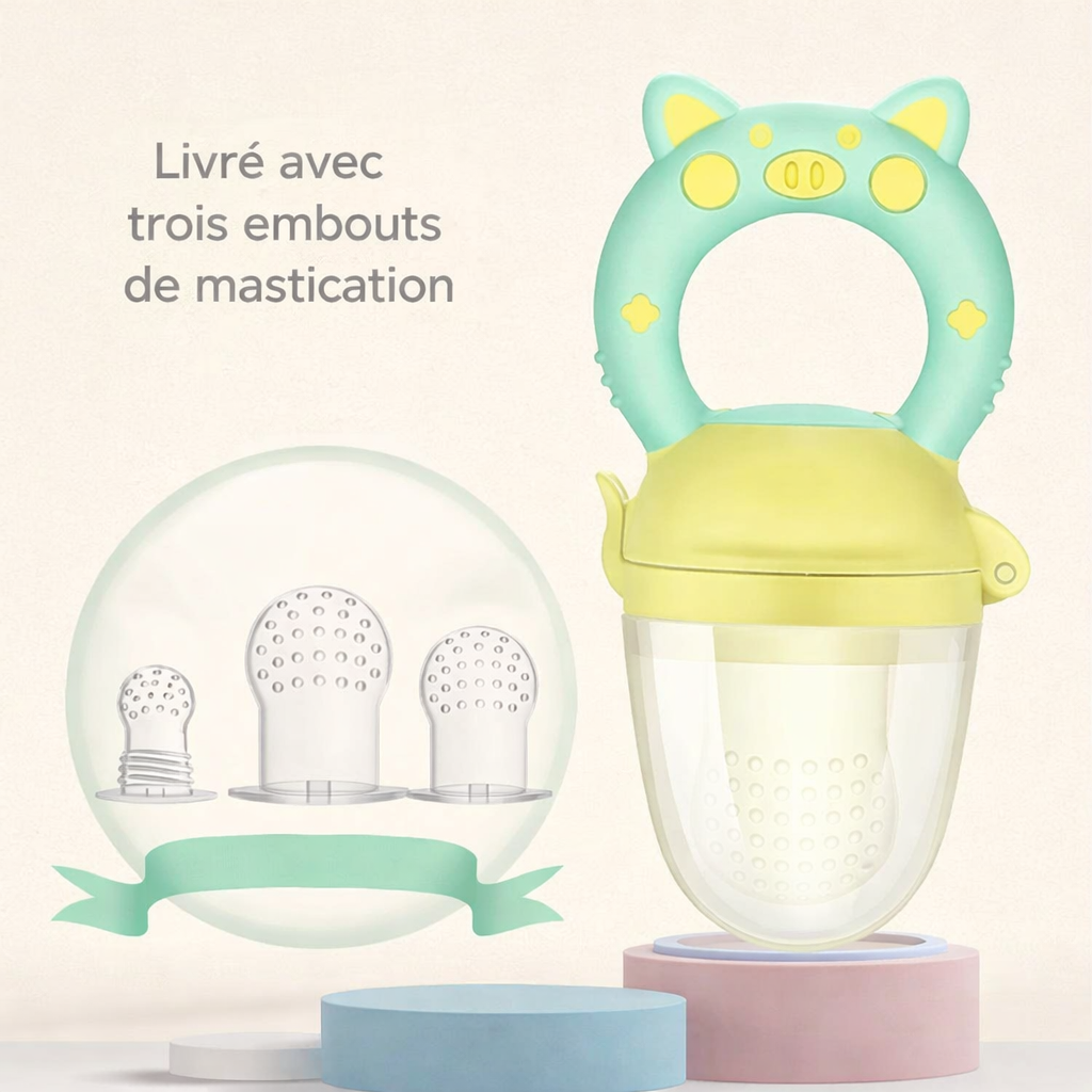 Anneau de dentition bébé avec 3 embouts de mastication offerts