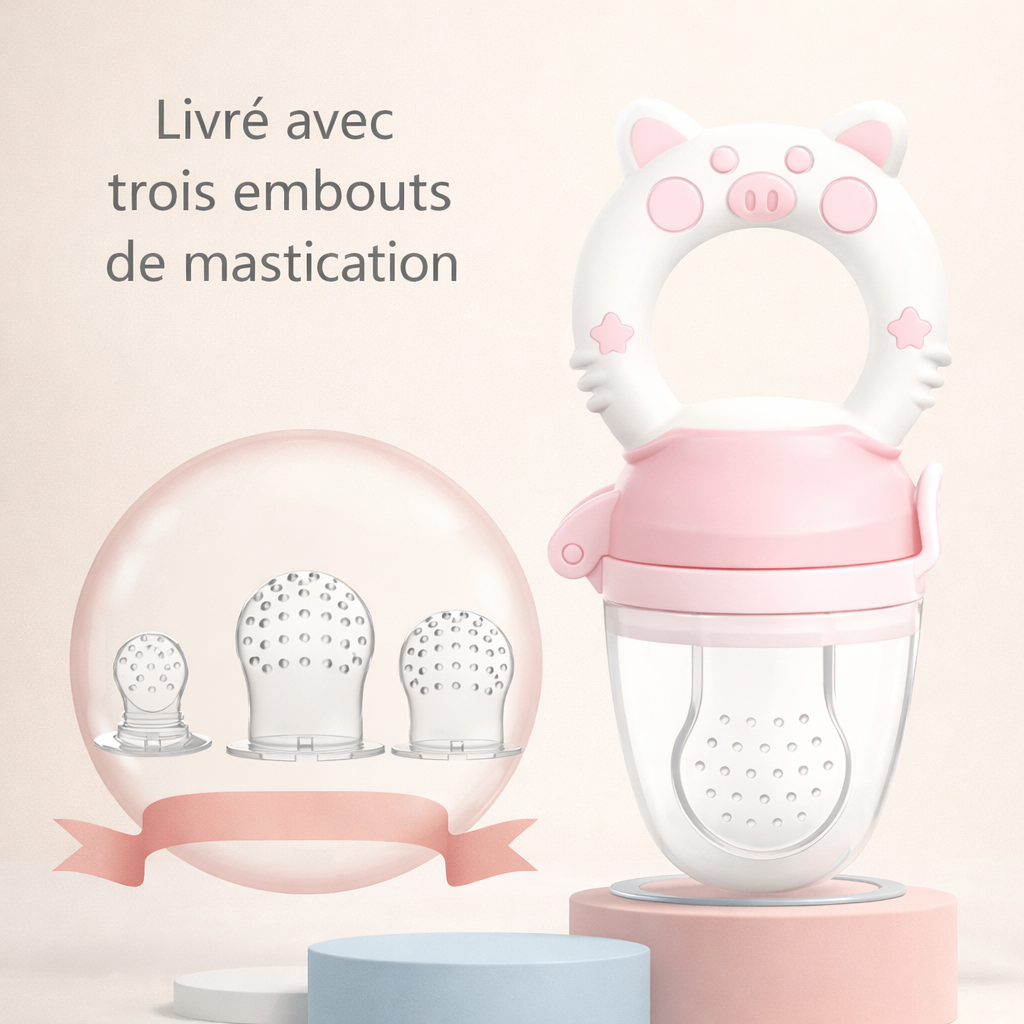Anneau de dentition bébé avec 3 embouts de mastication offerts